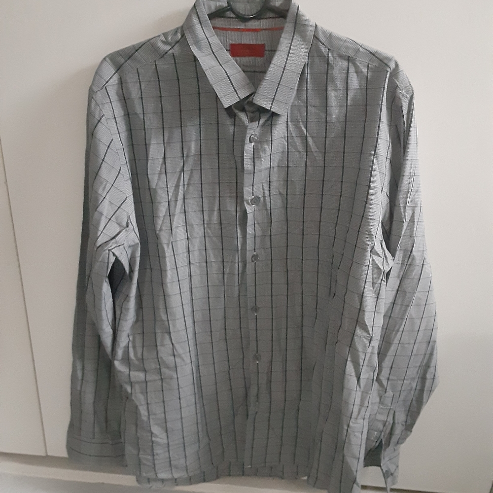 Gray and Black Checked Squared Longsleeve Shirt